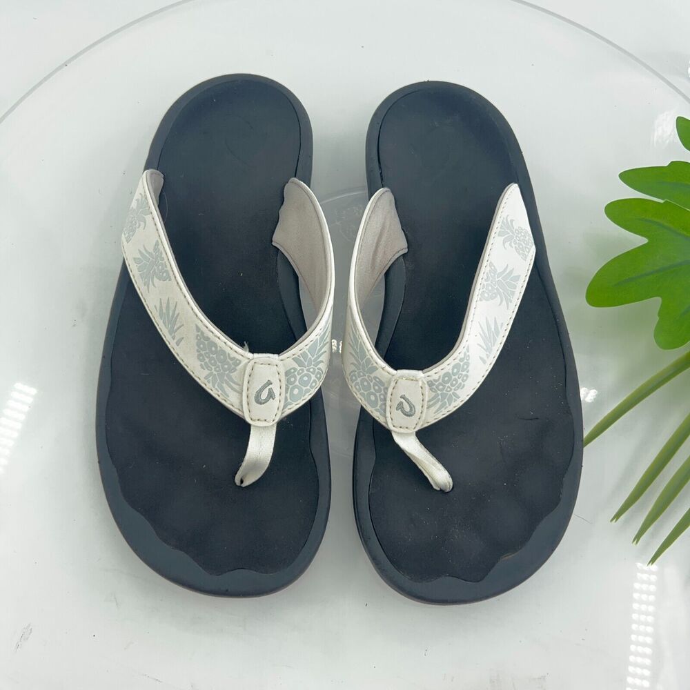 OluKai Black and White Sandals